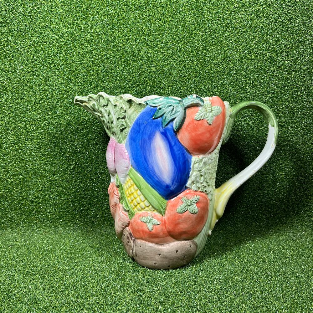 Vintage 1986 Fitz & Floyd Vegetable Garden 1 3/4 Qt Ceramic Pitcher 8"